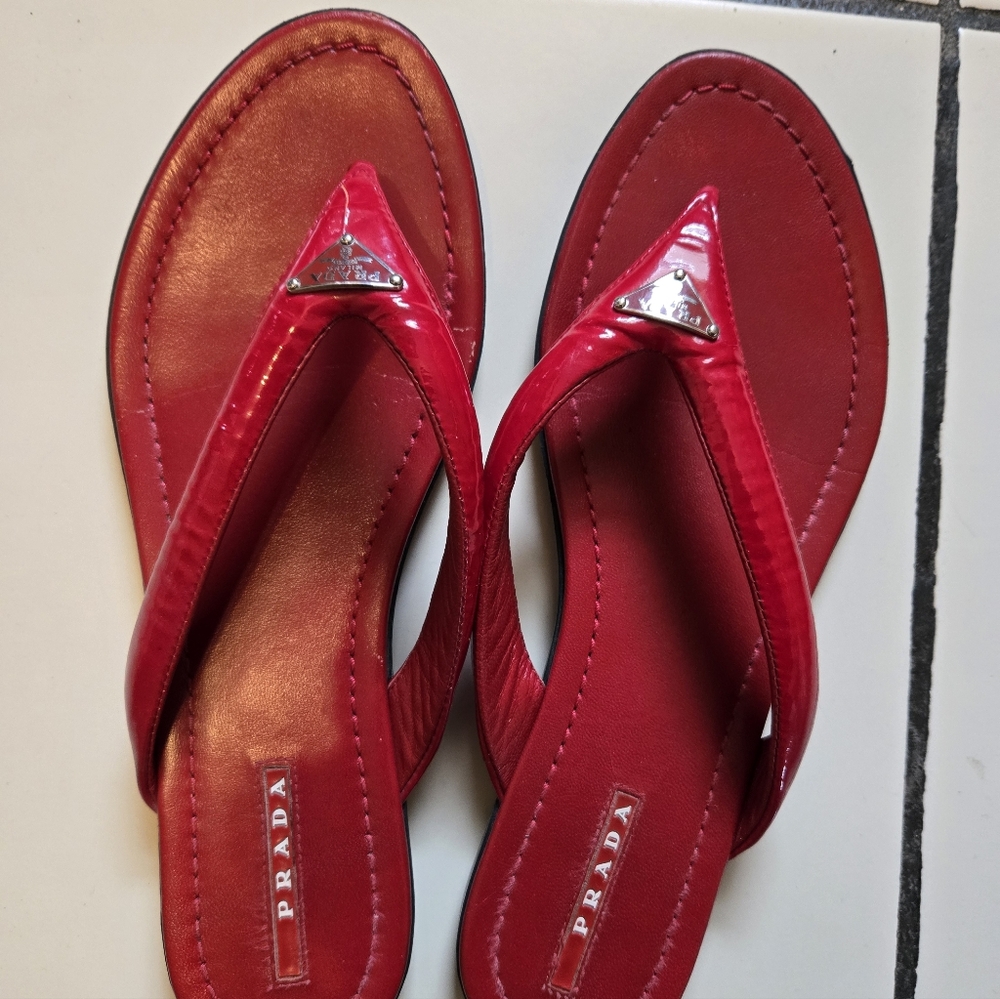 Prada Women's Bold Red Sandals (NO BOX)